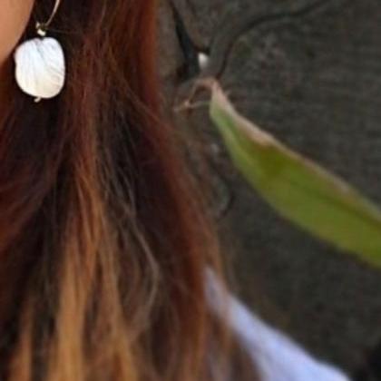 Shell Hoop Earrings, Pearls Earrings, Hoop..