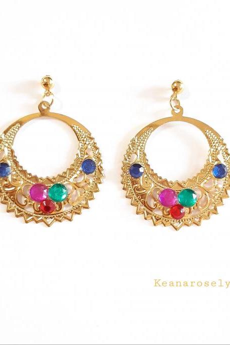 Brass Drop Earrings, Dangle & drop earrings, Statement Earrings, Boho Gold earrings, Gift earring, gold bohemian, brass gold earrings